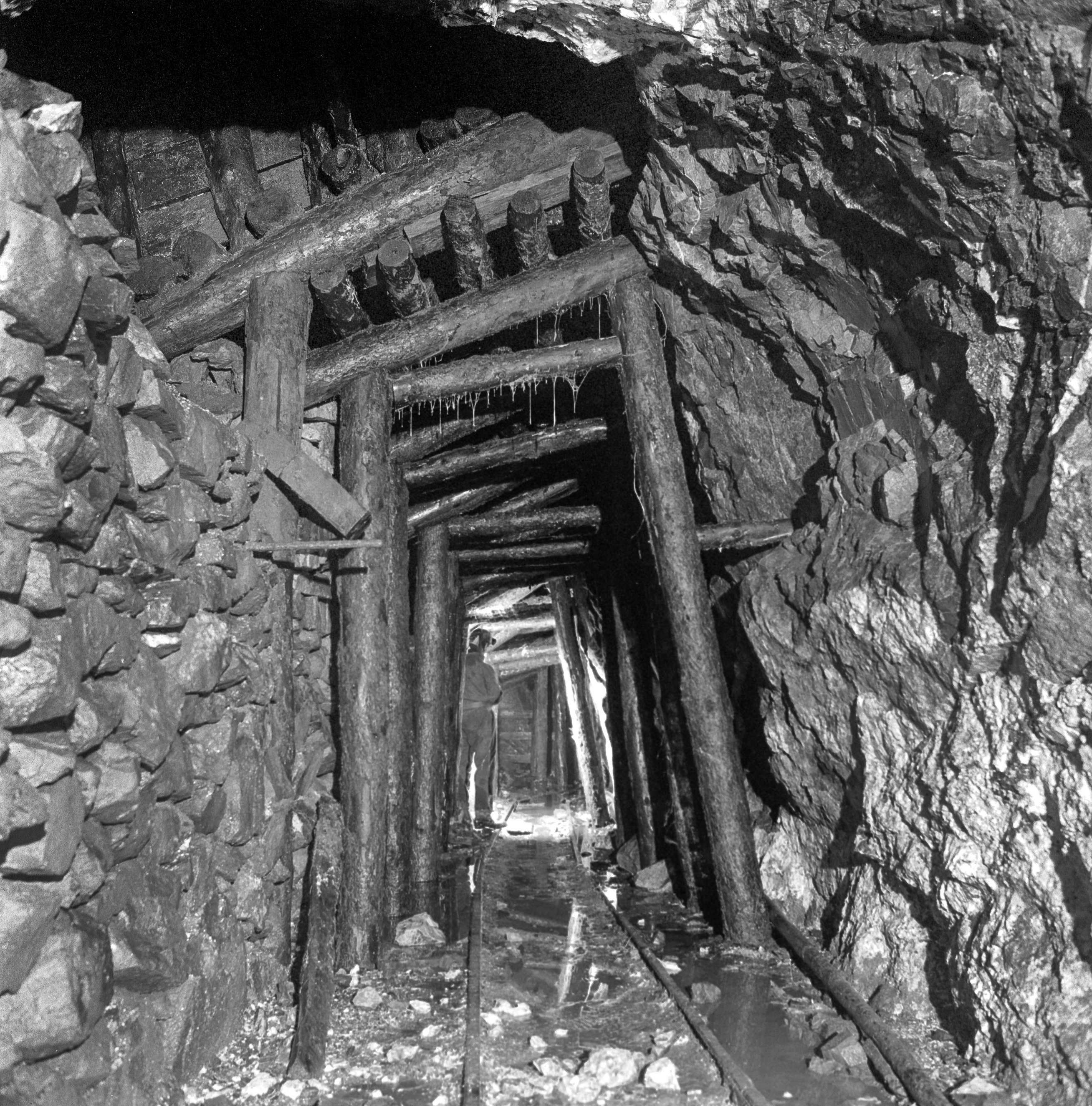 Carrock Wolfram Mine timbering June 1976